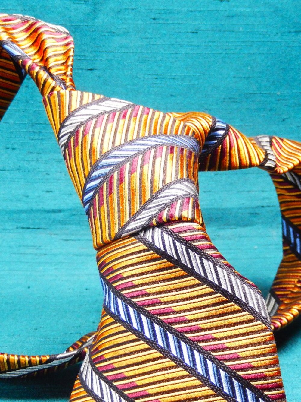 Bellissimo Silk Orange and White Striped Neck Tie